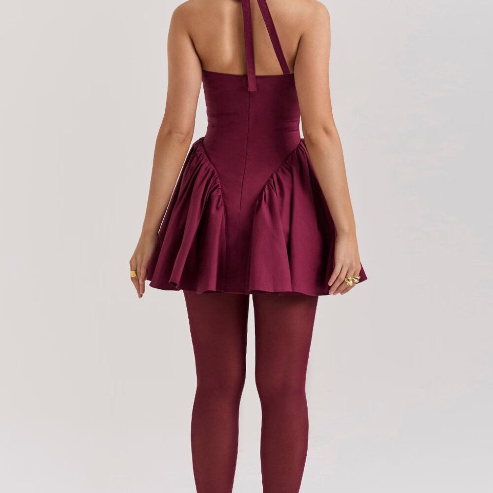 House of CB Valentia Wine Halter Mini Dress Size XS - Picture 10 of 10